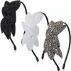 1920s Headbands for Women 3 Pieces Black Flapper Headpiece Beaded Leaf 1920s Accessories Valentines (Silver, White, Black)