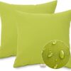 Pack of 2 Patio Furniture Pillows, Includes Pillow core and Pillowcase, Outdoor Indoor Decorative Throw Pillows with Inserts, Square Pillows for Bed, Couch, Sofa and Patio Furniture (Green)