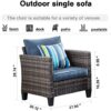 ovios Patio Furniture, Outdoor Furniture Sets, Modern Wicker Patio Furniture Sectional and 2 Pillows, All Weather Garden Patio Sofa, Backyard, Steel (Grey-Denim Blue)